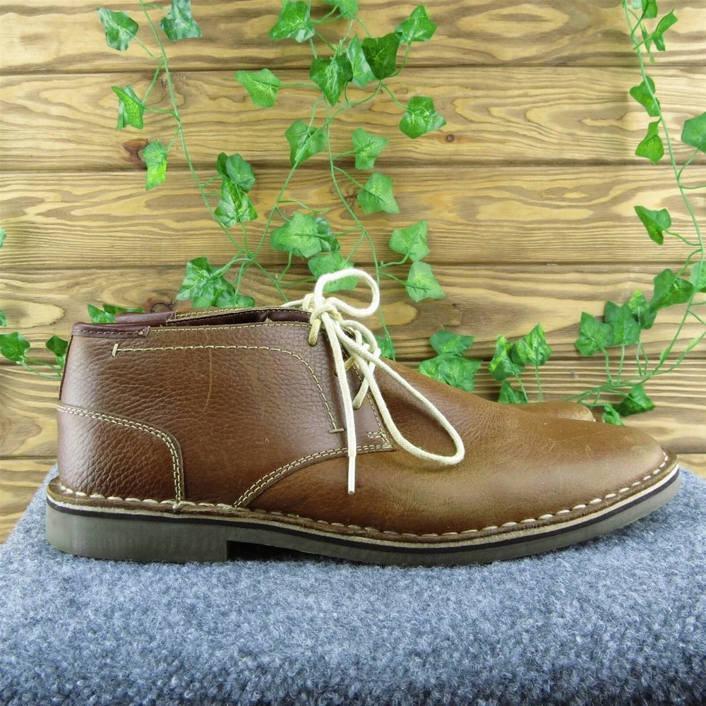 Kenneth Cole Reaction Desert Wind Men Chukka Boots Brown Leather Lace Up Size 10